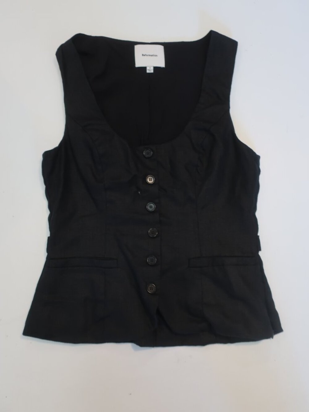 Womens Reformation 100% Linen Black Button Down Vest 2 - Picture 4 of 8